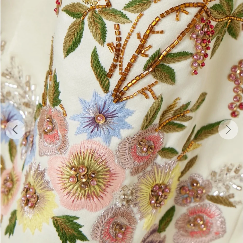 Clio Peppiatt Peacock Floral Embroidered Dress - Picture 6 of 7